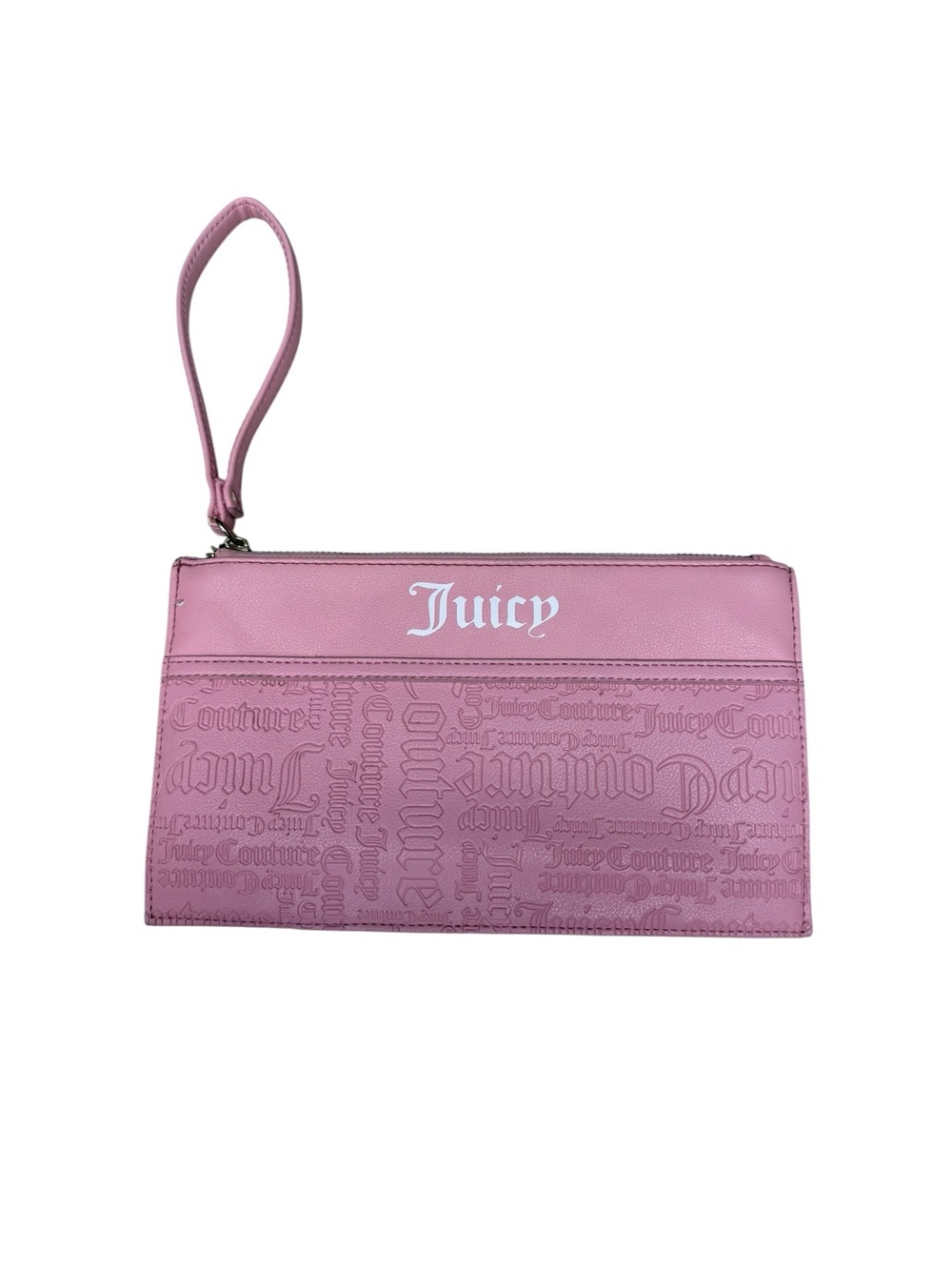 Juicy Couture Pink Embossed Logo Wristlet Clutch